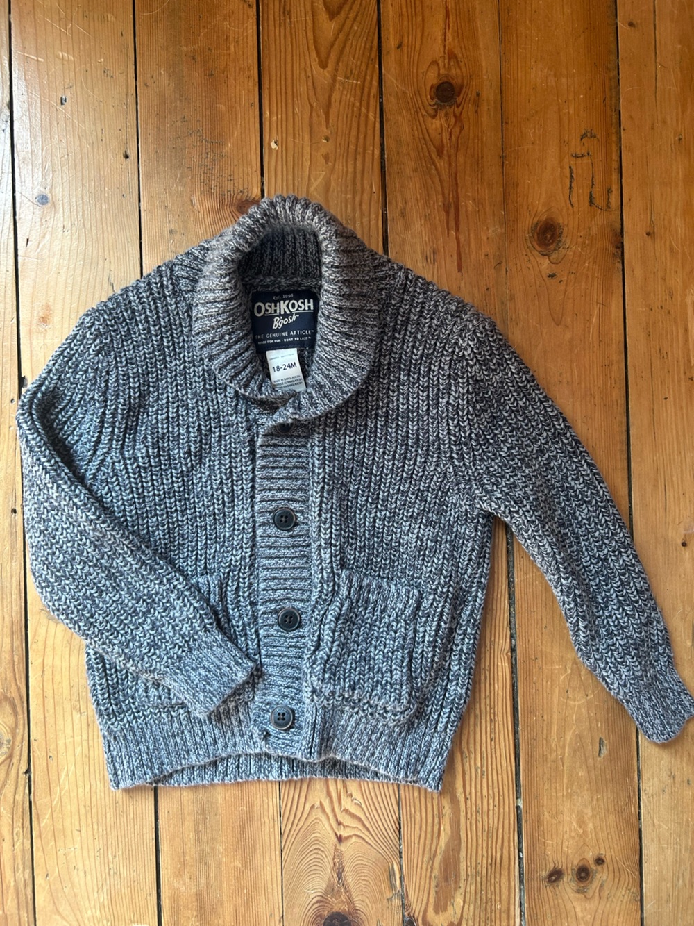 Oshkosh B’Gosh Grey Cotton Chunky Cardigan - 24m
